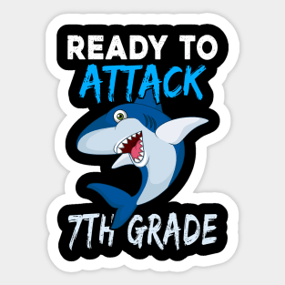 Shark Kids Ready To Attack 7Th Grade Boys Back To School Sticker